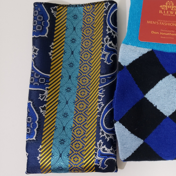 Bow Tie Hanky Socks Box Set by R Lewis RGB003 Blue - Picture 3 of 7